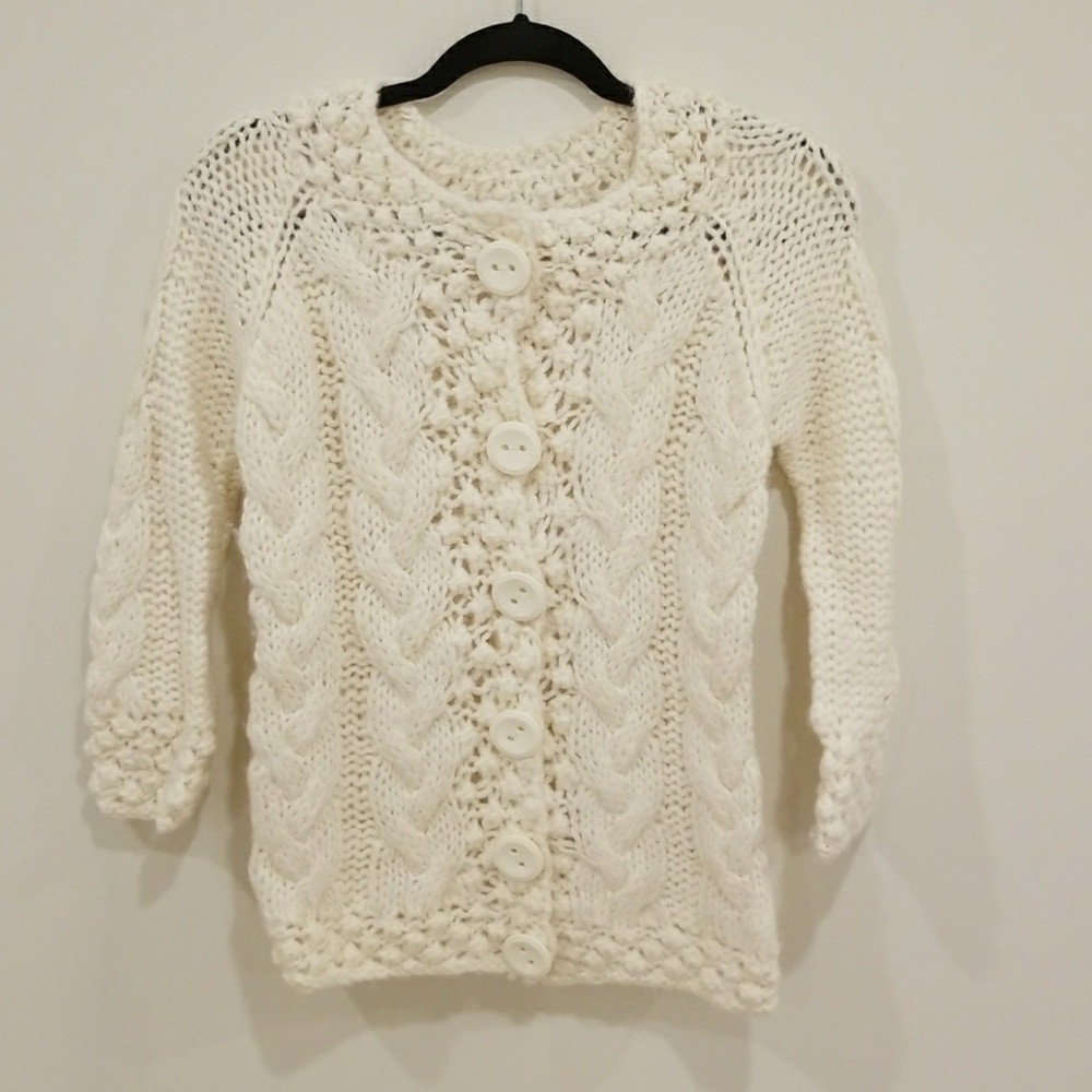 KENZIE Creme Knit Alpaca Wool Blend Size XS Cardigan